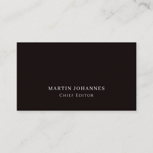Premium Linen Elegant Plain Black Minimalist Business Card