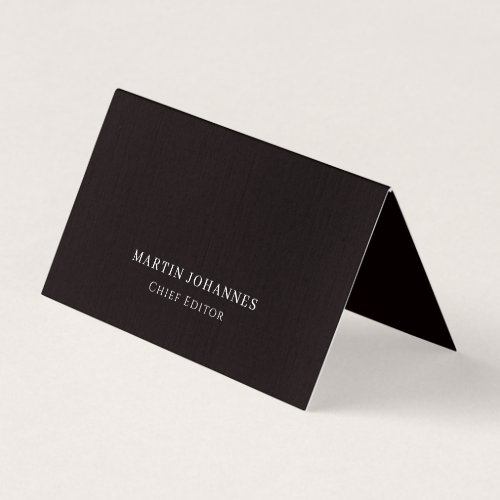 Premium Linen Elegant Plain Black Minimalist Business Card