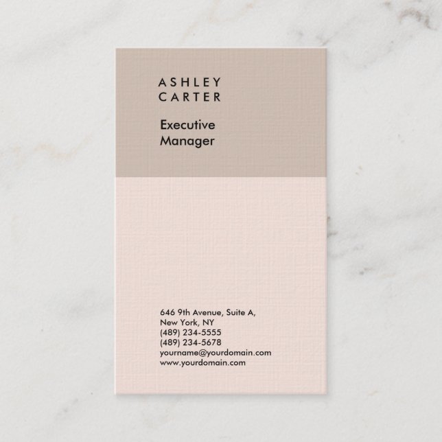 Premium linen elegant plain minimalist business card (Front)