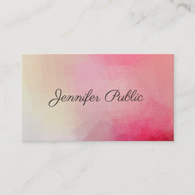 Premium Linen Luxury Personalized Handwritten Text Business Card (Front)