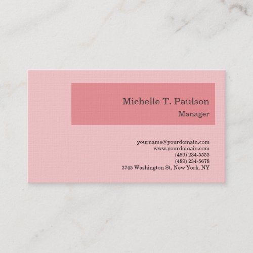 Premium Linen Minimalist Modern Pink Business Card