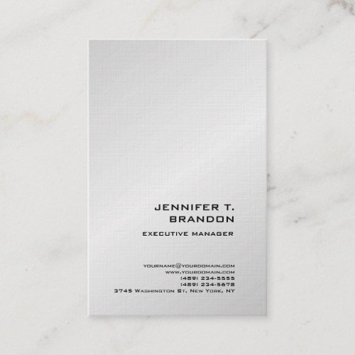 Premium Linen Minimalist Plain Modern Silver Grey Business Card