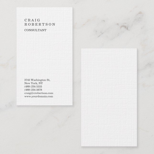 Premium Linen Minimalist Plain Modern Trendy Business Card (Front/Back)