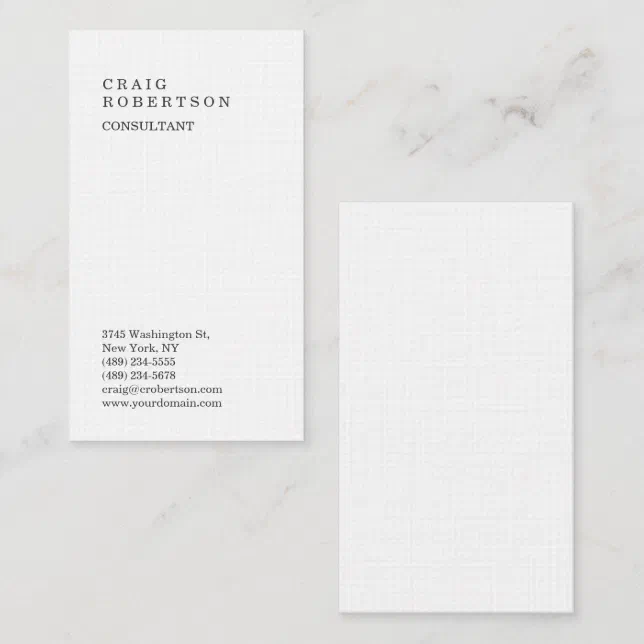Premium Linen Minimalist Plain Modern Trendy Business Card | Zazzle