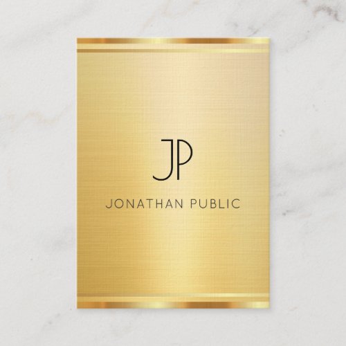 Premium Linen Modern Luxury Gold Look Vertical Business Card