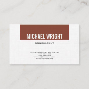 Premium Linen Modern Plain Brown White Business Card