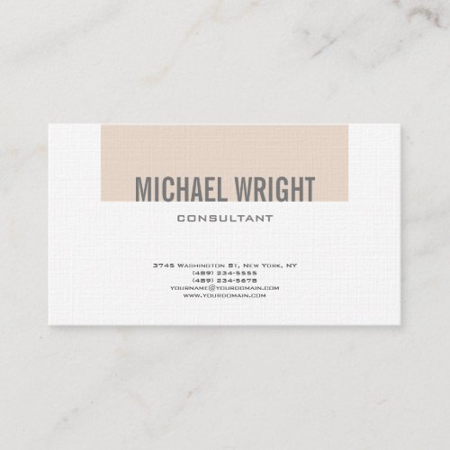 Premium Linen Modern Plain Simple Minimalist Business Card