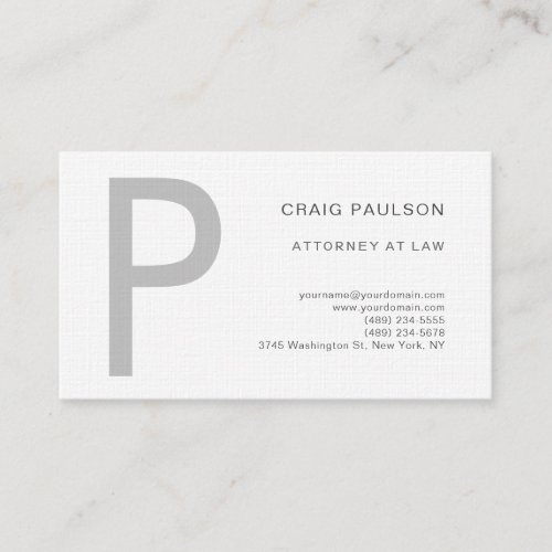 Premium Linen Monogram Attorney at Law Modern Business Card