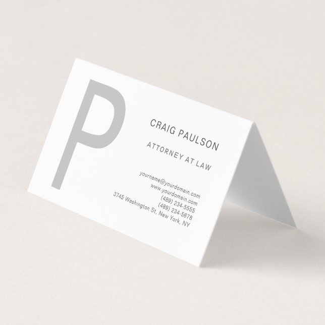 Premium Linen Monogram Attorney at Law Modern Business Card (Front)