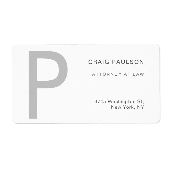 Premium Linen Monogram Attorney at Law Modern Label (Front)