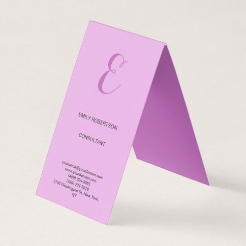 Premium Linen Monogram Initial Orchid  Lilac Business Card