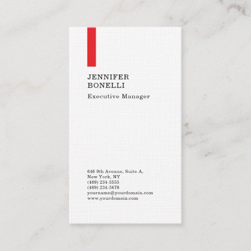 Premium linen plain minimalist modern red white business card
