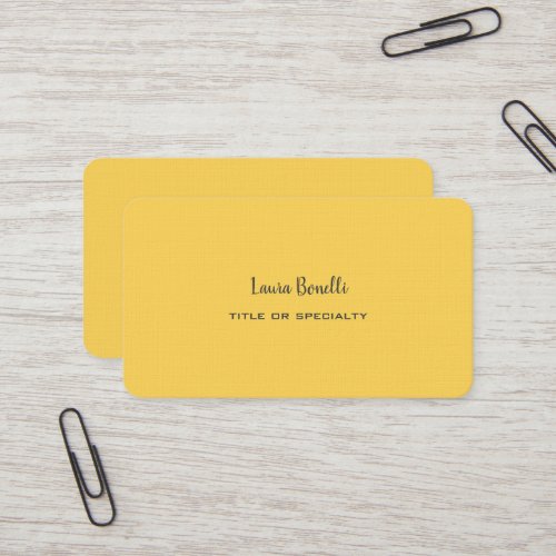 Premium Linen Professional Modern Yellow Business Card