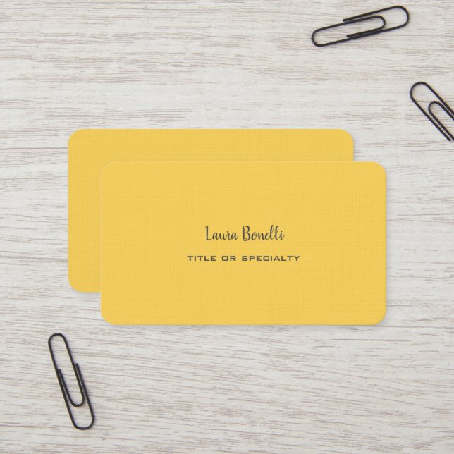 Premium Linen Professional Modern Yellow Business Card (Front/Back In Situ)