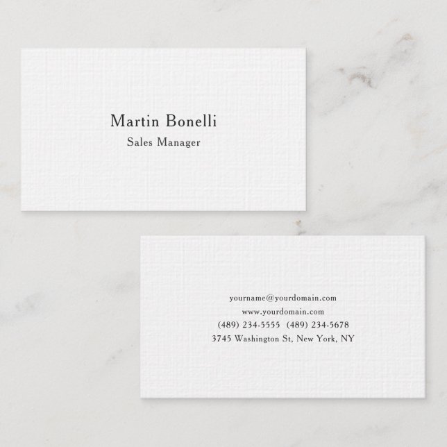 Premium Linen Unique Classical Simple Black White  Business Card (Front/Back)