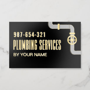 Premium Luxury Plumbing services Foil Spot Gloss Business Cards