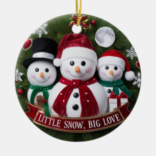 Premium Luxury Snowman Family Christmas Wreath Ceramic Ornament