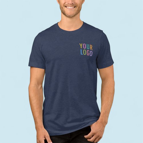 Premium Mens Navy Blue T_Shirt Business Logo Tri_Blend Shirt