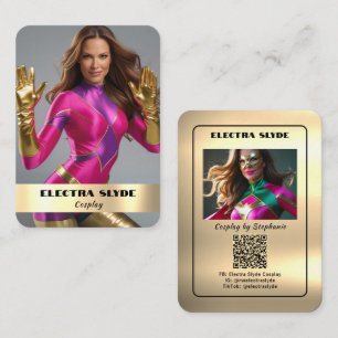 Premium Metal Effect Cosplay Coscard QR Code Business Card