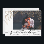 Premium | Modern Black Forever Photo Gold Floral Save The Date<br><div class="desc">Premium | Modern Black Forever Photo Gold Floral Save the Date - 2 x Photo save the date card</div>
