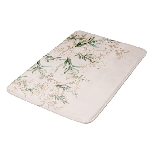 Premium Modern Boho Eucalyptus Light Blush Pink Bath Mat | Zazzle