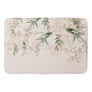 Premium Modern Boho Eucalyptus Light Blush Pink Bath Mat