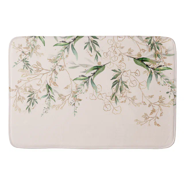 Premium Modern Boho Eucalyptus Light Blush Pink Bath Mat | Zazzle