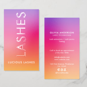 Premium Modern Gradient Lash Salon/Technician Raised Spot UV Business Card