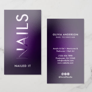 Premium Modern Gradient Nail Salon/Technician Raised Spot UV Business Card