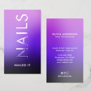 Premium Modern Gradient Nail Salon/Technician Raised Spot UV Business Card