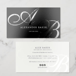 Premium Modern Spot Gloss Monogram Initials Raised Spot UV Business Card