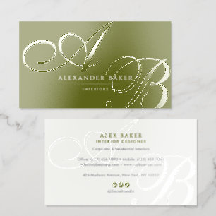 Premium Modern Spot Gloss Monogram Initials Raised Spot UV Business Card