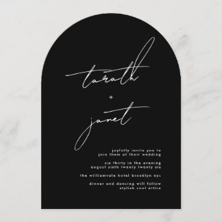 Premium NAMES Stylish Black & White Arch Wedding Invitation