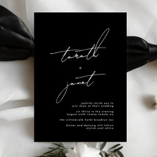 Premium NAMES   Stylish Black & White Wedding Invitation