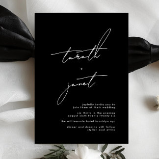 Premium NAMES | Stylish Black & White Wedding Invitation