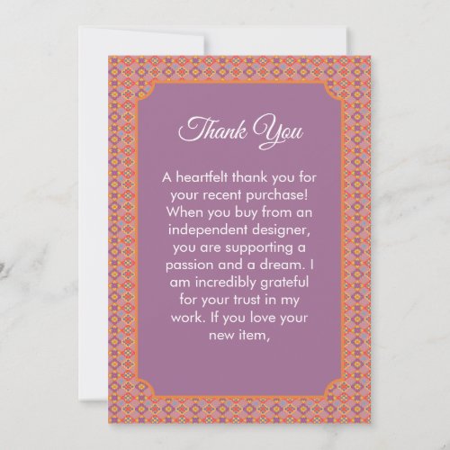 Premium Native American Geometric Floral Pattern Thank You Card