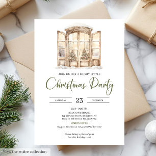 Premium Neutral Moss Green Taupe Christmas Party Invitation