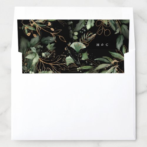 Premium Onyx Gold Botanical Eucalyptus Greenery Envelope Liner