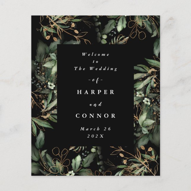 Premium Onyx Modern Eucalyptus Black Wedding (Front)