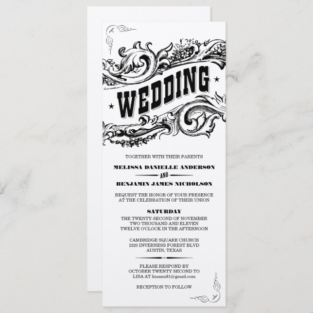 Premium Paper Elegant Western Wedding Invitations (Front/Back)