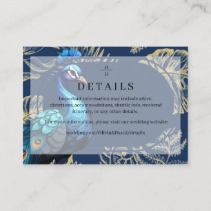 Premium Peacocks Feathers Wedding Details Enclosure Card