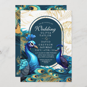 Premium Peacocks Feathers Wedding Invitation