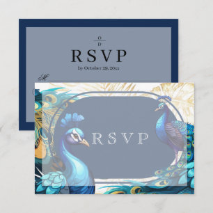Premium Peacocks Feathers Wedding RSVP Card