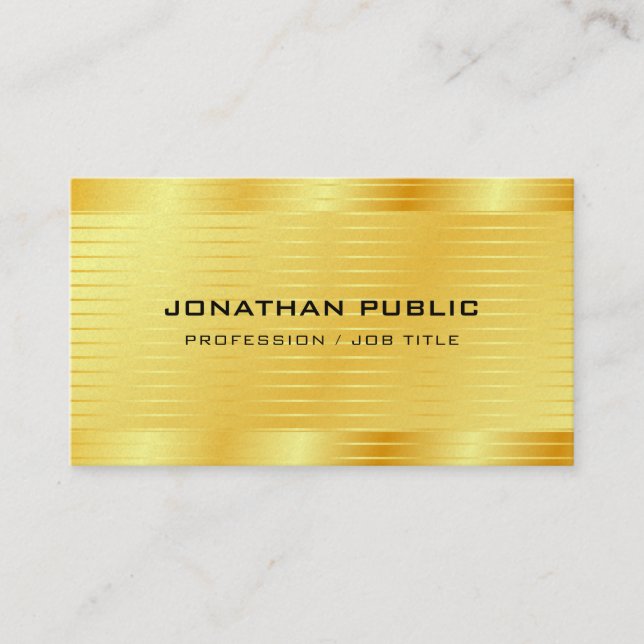 Premium Pearl Finish Modern Faux Gold Elegant Business Card (Front)