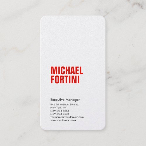 Premium pearl minimalist modern bold red white business card