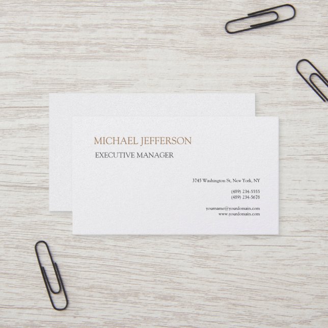 Premium Pearl Modern Elegant Simple Business Card (Front/Back In Situ)