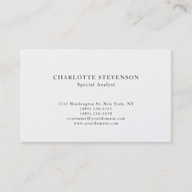 Premium Pearl Trendy Professional Plain Minimalist Business Card (Front)