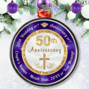 Premium, Personalized 50th Anniversary Ornaments