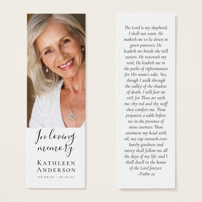 Premium Photo Memorial Funeral Poem Bookmark | Zazzle.com