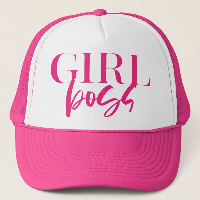 Premium Pink | Girl Boss | Modern Ultra Trucker Hat (Front)